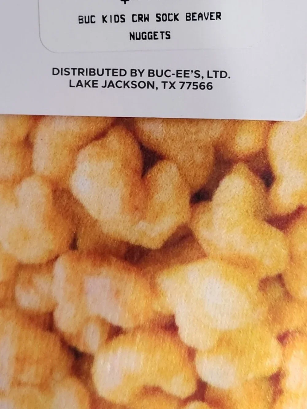 Buc-ee's Beaver Nuggets Kids Crew Socks - Yellow Popcorn Print Sz 11-4 Unisex
